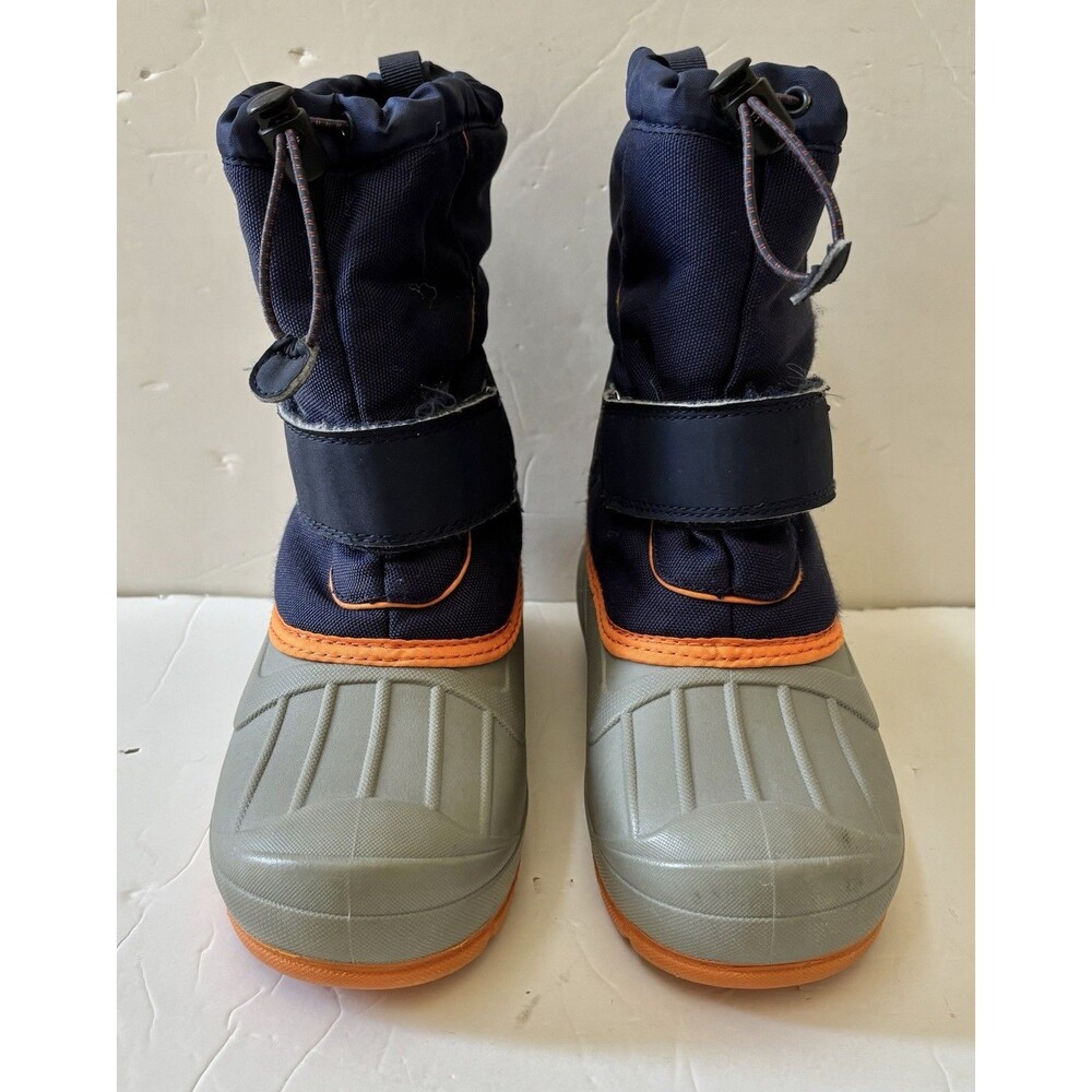 Cat & Jack Thermolite Boys Winter Boots Size 4 Snow Boots blue/orange/grey